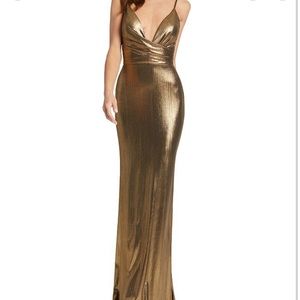 Mac Duggal gold metallic gown